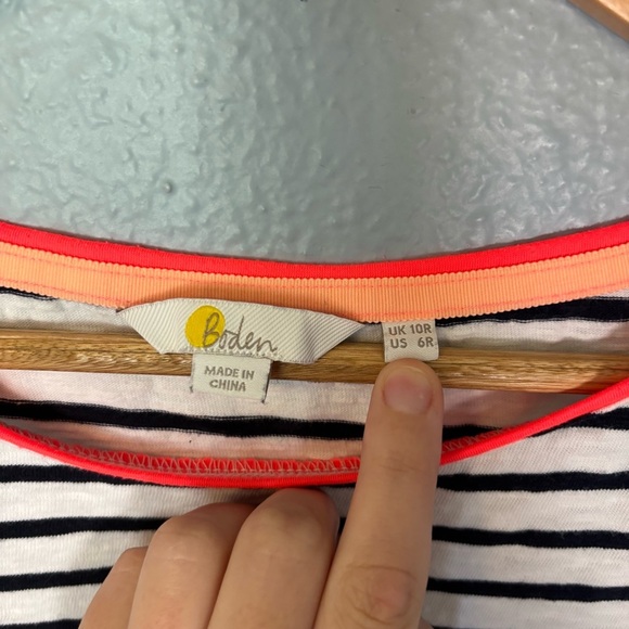 Boden Navy White Stripe Crewneck Mini Dress Short Sleeve Sz 6 Preppy Casual Boho - Picture 3 of 10